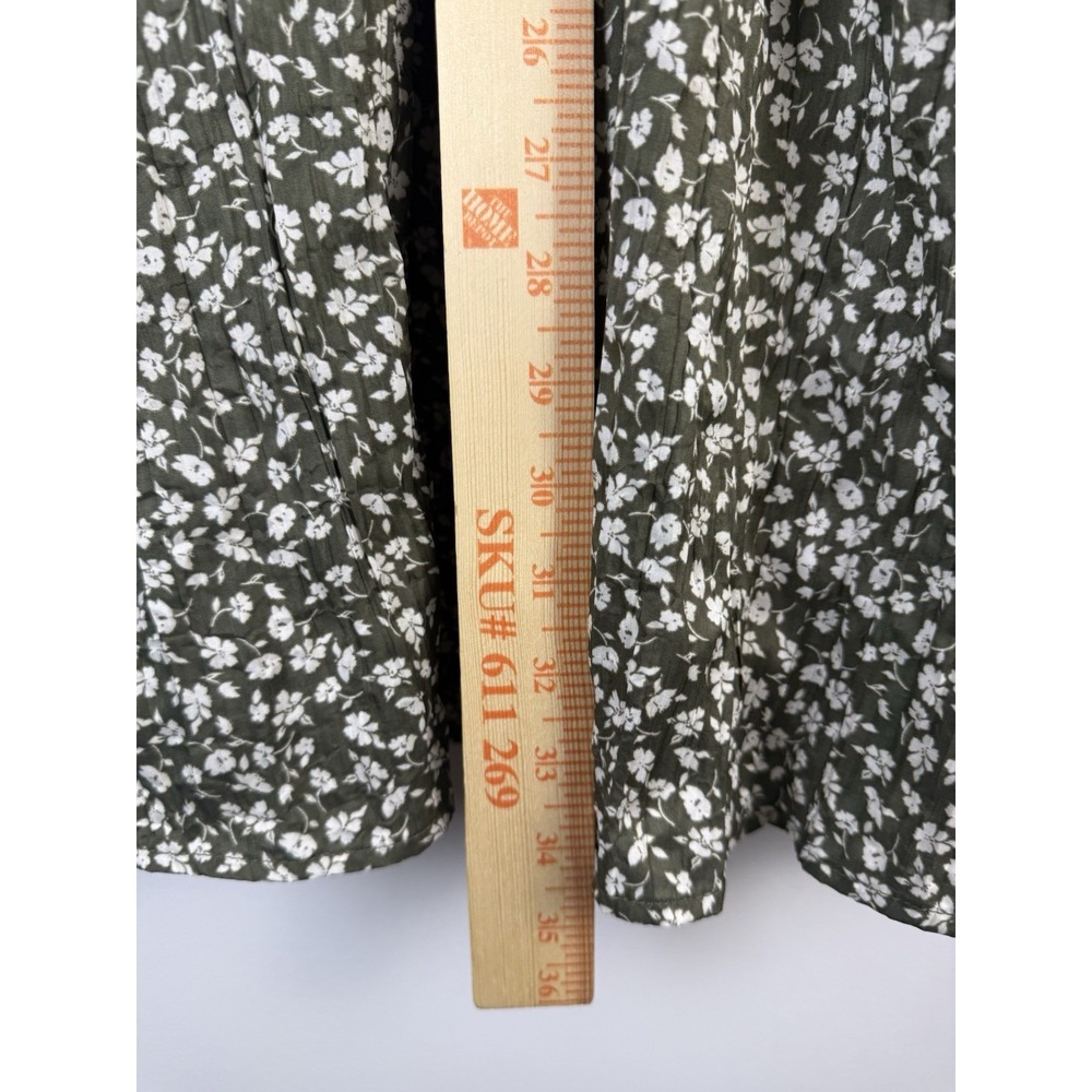 GAP Olive Green Floral Lined Midi Dress Size Small Cottagecore Boho Garden - Picture 10 of 11